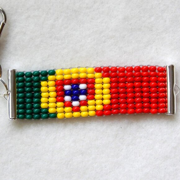 Portugal Portugese flag bead keychain & bracelet, glass seed beads, handmade - Picture 3 of 4